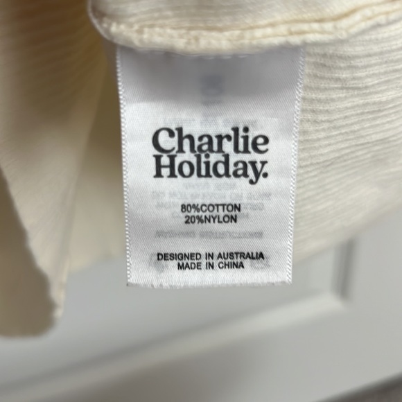 Charlie Holiday Deliah Ribbed Midi Dress Cloud Size 6 - Picture 8 of 9